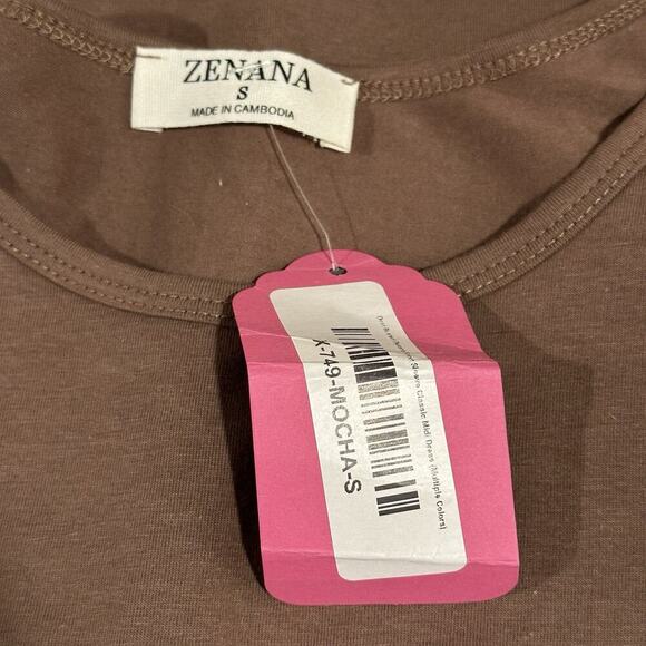Zenana‎ Women’s Small Mocha Bodycon Midi Dress | Clean Girl Minimalist Chic - Picture 8 of 11